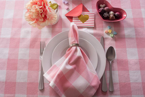 DII Buffalo Check Collection Classic Farmhouse Cloth Napkin Set, Pink & White, 20x20, 6 Piece