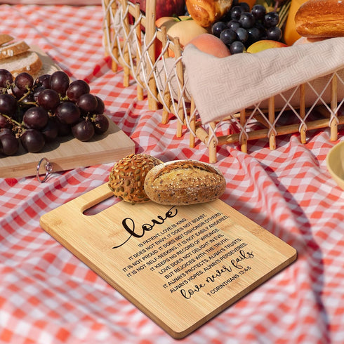 Christian Gifts For Women - 1 Corinthians 13 Love Is Patient Love Is Kind Bamboo Cutting Board Decor