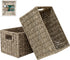 HOMESTEAD Seagrass Baskets with Built-in Handles for Storage, 13.5" x 8" Medium Rectangular Wicker Basket, 2 Packs