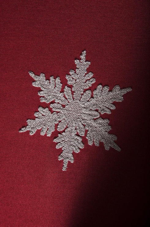 XD17141 Glisten Snowflake Embroidered Christmas Table Runner, 16 x 36-Inch, Red
