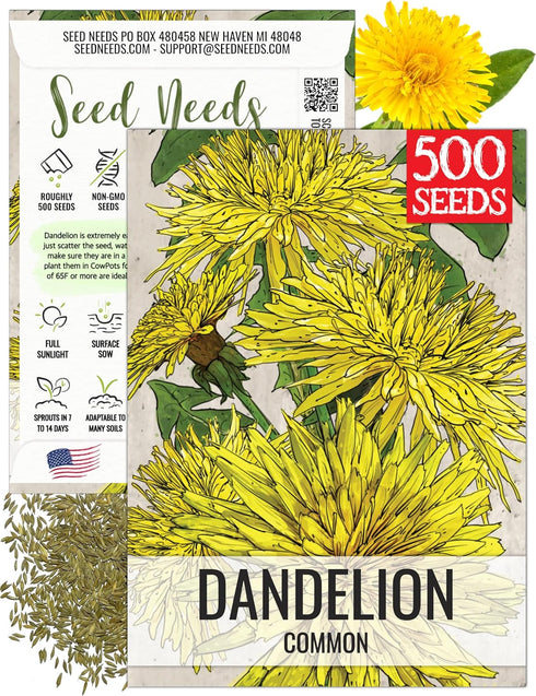 Seed Needs Dandelion Seeds for Planting Taraxacum officinale - Non-GMO Heirloom &