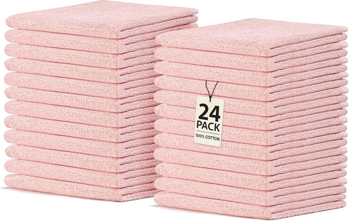 Crystal Ridge Cotton Wash Cloths 24 Pack - Washcloths for Showering, Face and Body,