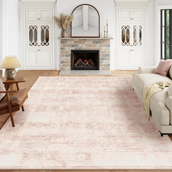 5x7 Washable Area Rugs for Bedroom, Neutral Boho Rugs for Living Room,