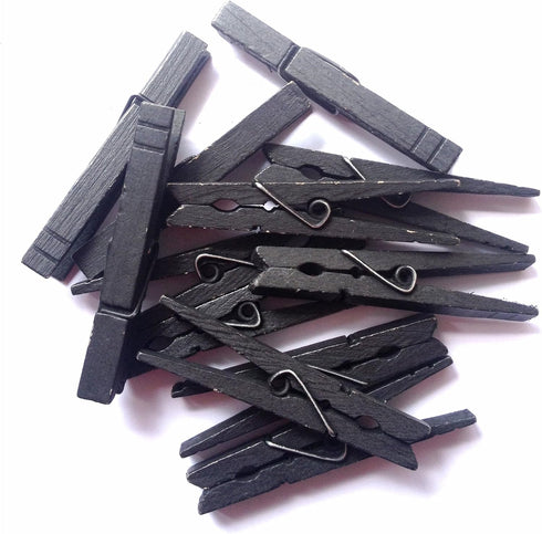 LWR CRAFTS Wooden Large Clothespins, 3-5/16" 30 Pieces Per Pack, Black