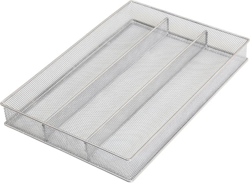 YBM Home Metal Silverware Organizer for In-Drawer Cutlery Storage, 3 Compartment Mesh Flatware Tray for Kitchen Utensils