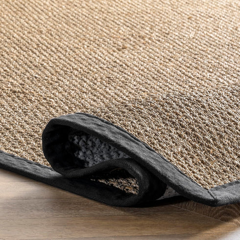 nuLOOM 2x3 Elijah Seagrass Area Rug, Black, Solid Farmhouse Style, Natural Fiber for Bedroom, Dining Room, Office