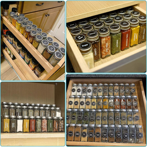 40-Pack 3.5 OZ 324 Antimbee Glass Spice Jars with Labels, Shaker Lids and Airtight Metal Caps, Empty Reusable Square