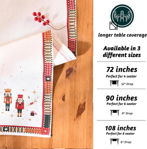 72 Inches 100% Folkulture Christmas Table Runner Long | Cotton Boho Plaid for Xmas Dining, Coffee Tables,Boho Decor |