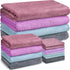 Preboun 12 Pcs Bath Towels and Washcloths 4 Sets Microfiber Bathroom Beach