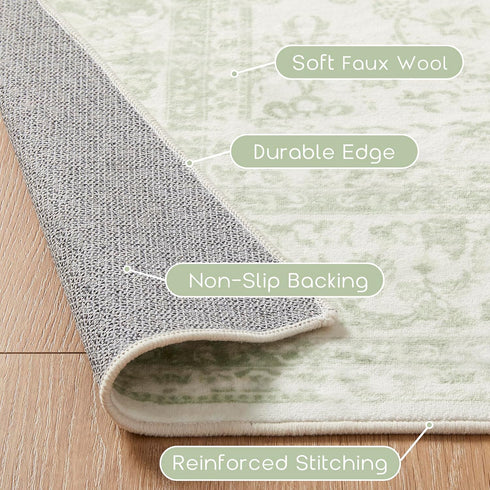 Sage Green 2x3 Boho Rugs for Hallway Kitchen Bathroom, Washable Non-Slip Bedside Bedroom Floor Laundry Room Rug