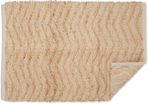 DII Woven Rugs Collection Hand-Loomed Jute, Off-White Chevron, 2x3'