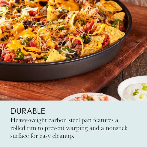 Chicago Metallic 14-Inch Deep Dish Pizza Pan - Nonstick Carbon Steel Bakeware for Chicago-Style Pizza