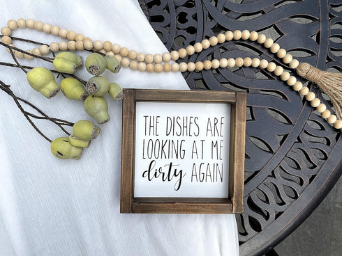 Lavender Inspired Funny Kitchen Sign - The Dishes are Looking at Me Dirty Again, Mini Farmhouse Decor