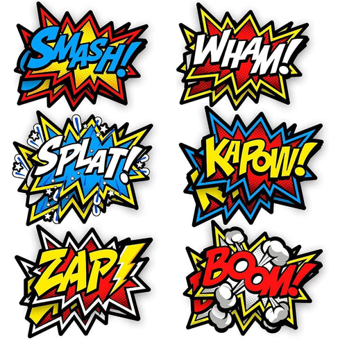 Bigtime Signs 12 Pieces Super Hero Stickers - Superhero Party Decorations for Birthday - Themed Party Favors