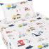 J-pinno Dinosaur Construction Work Digger Cars Vehicle Cute Cozy Fun Twin Sheet Set