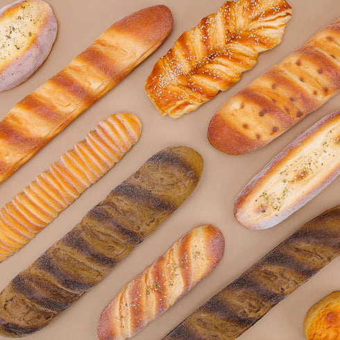 5pcs Set Gresorth Artificial French Bread for Decoration Highly Simulated Fake Rye Baguette Home Kitchen Party Food