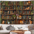 40X30 Inch GOAOK Magic Library Tapestry, Green Nature Plant Bookshelf Tapestries for Classroom, Vintage Retro Witchy
