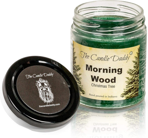 Morning Wood Christmas Tree & Pine Scented Candle, Funny Holiday Candle for Christmas, Hand Poured in USA, 6oz
