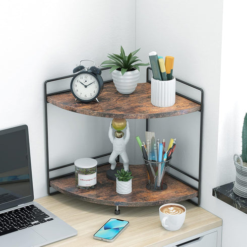 2 Countertop, Counter Tier Corner Shelf, Bathroom Organizer Wooden Bathroom Trays for Vanity Organizer, Makeup Cosmetic