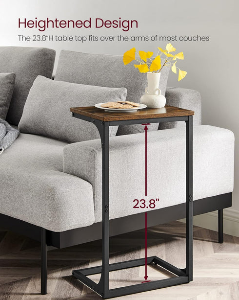 ULET353B01 VASAGLE C-Shaped End Table, Side Table for Sofa, Couch Table with Metal Frame, Small TV Tray Table