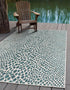 Unique Loom Outdoor Collection Area Rug - Cape Town, Teal/Ivory (2' 2" x 3' 1" Rectangle)