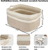 Large Rectangle Blankets Basket, 22"x17"x12" Woven Cotton Rope Storage Basket for Nursery Toy Basket, White Brown