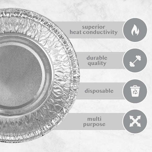 Plasticpro 4.5'' Round Tin Foil Pans, Disposable Aluminum, Freezer & Oven Safe, Pack of 50