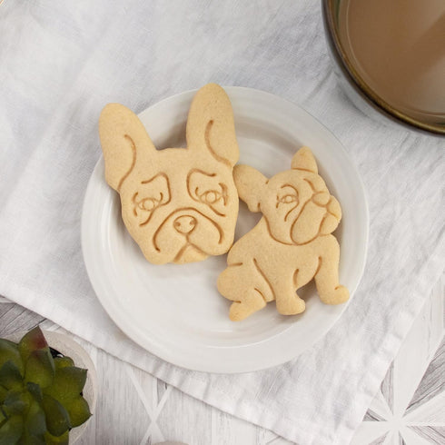 Set of 2 French Bulldog Cookie Cutters, Body & Face Designs, 2 Pieces by Bakerlogy