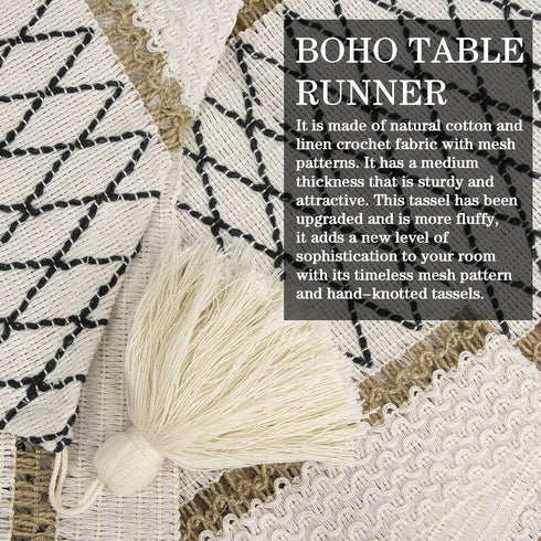 36 Inches, yuboo Boho Table Runner Triangular End, Small Table Runners Macrame Dresser Cover Top for Nightstand, Coffee