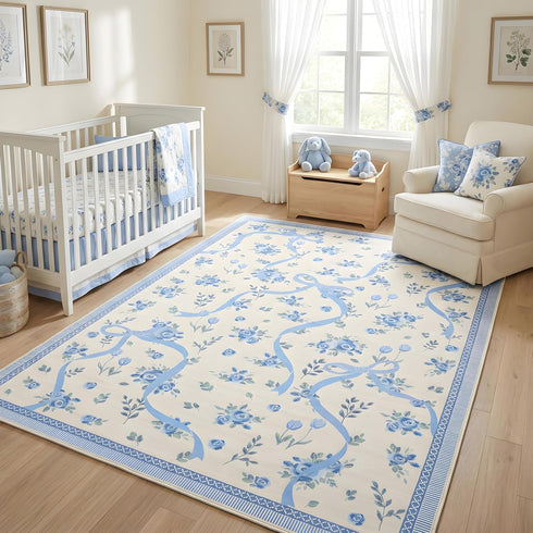 GarveeHome Floral Bow Rugs for Bedroom Girls, 4x6 Rug for Living Room