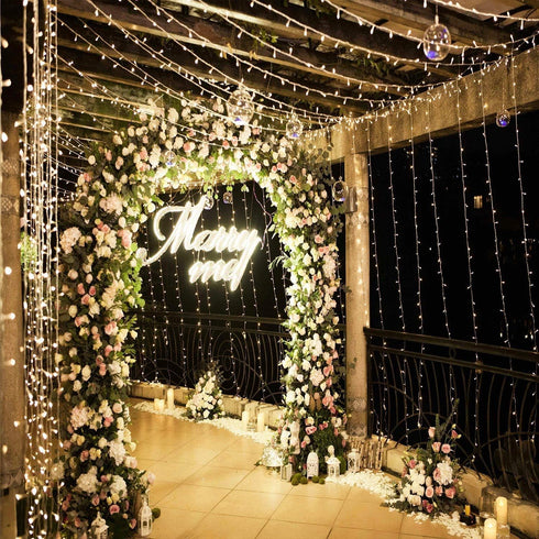 Geanmoki 306 LED Window Curtain String Light for Wedding Party Home Garden Bedroom Indoor Outdoor Decorations