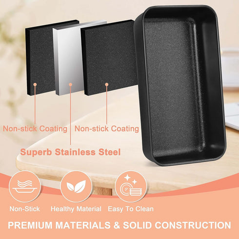 Herogo Non-Stick Loaf Pan, 9 x 5 Inch Stainless Steel Meatloaf Baking Pan, Oven Safe, Black