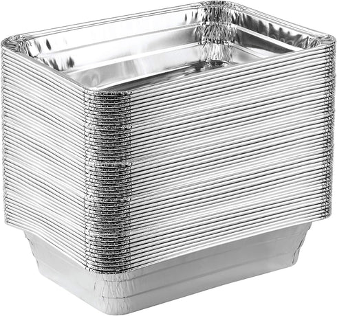 PLASTICPRO Disposable 2 LB Aluminum Baking Pans, 6'' X 8'' X 2'' for Cakes, Brownies, Meatloaf, Pack of 50