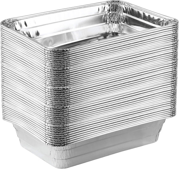 PLASTICPRO Disposable 2 LB Aluminum Baking Pans, 6'' X 8'' X 2'' for Cakes, Brownies, Meatloaf, Pack of 50