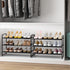 3 Simple Trending Tier Stackable Shoe Rack, Expandable Adjustable Fabric Shoe Shelf Storage Organizer, Black