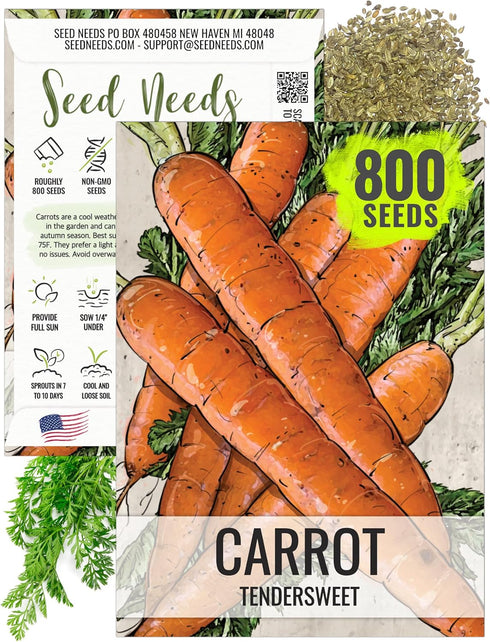 Seed Needs Carrot Seeds for Planting Tendersweet Carrots - Non-GMO Heirloom &