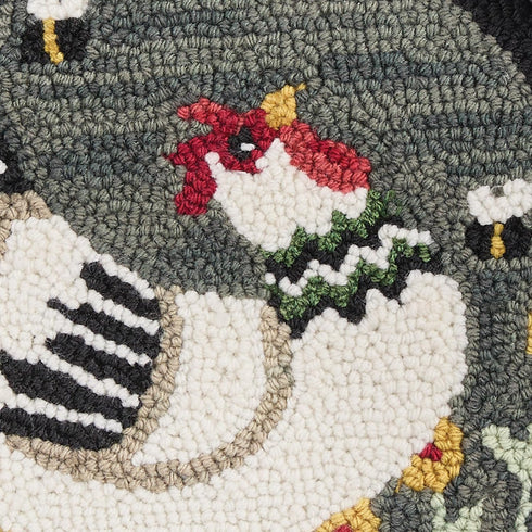 Park Designs My Little White Hen Hooked Chair Pad, Woven Farmhouse Style Seat Cover, Garden Farm Animal Print Seat