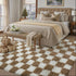 PureCozy 5x8 Checkered Rug for Living Room, Brown and White Modern Shag Rugs Super Soft Washable Indoor Office Fuzzy