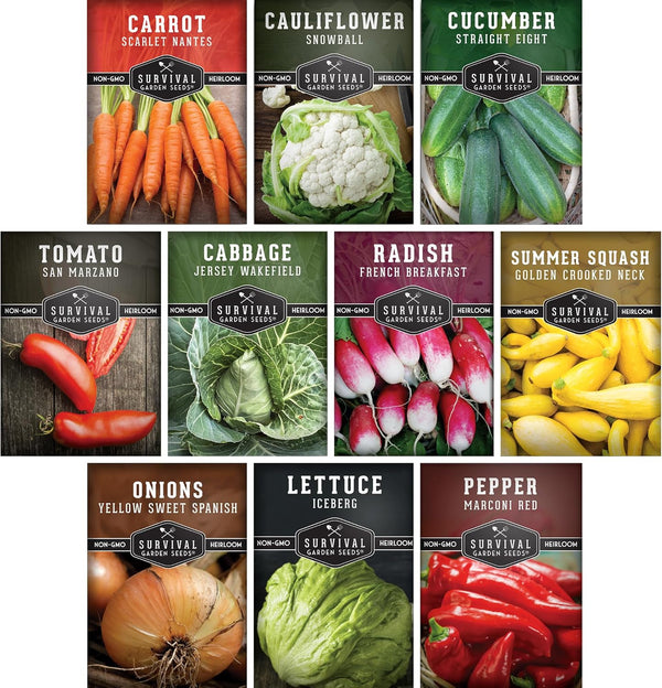 Vegetable Seeds for Planting 10 Variety Pack Heirloom Garden Seed Packs to
