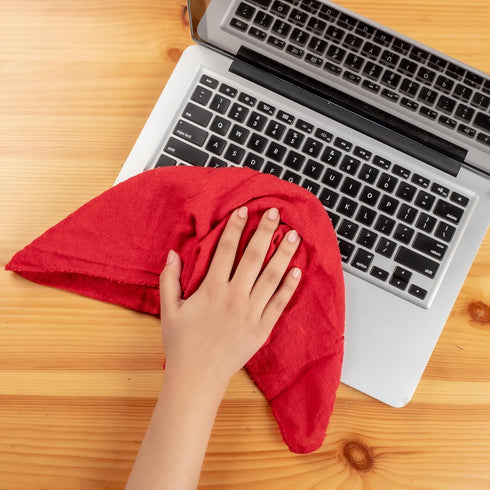 50 Pack 14 14 Shop Towels Polycotton Cleaning Cloth - Red Reusable Kitchen Towels Cleaning Highly Absorbent Lint-Free
