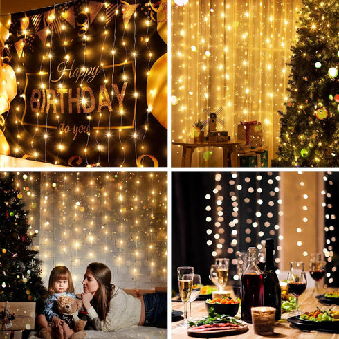 195 6.5 5 8 1 Pack Tuanse LED Curtain Tapestry Lights Backdrop String Lights, x Feet Hanging Fairy Curtain Light
