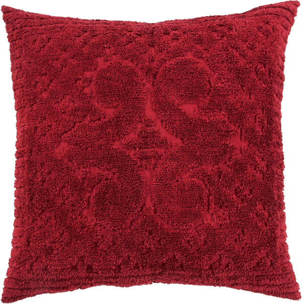 Better Trends Burgundy Euro Sham, 100% Cotton Chenille Bedspread Sham, Soft Tufted Tumble Dry (26x26)