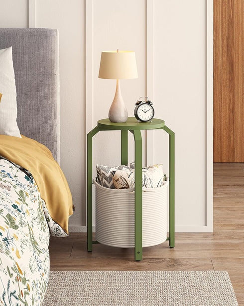 TB01BOG092 TUTOTAK Small Side Table, Round End Table, Night Stand, Bedside Table, Sofa Table with Storage Basket