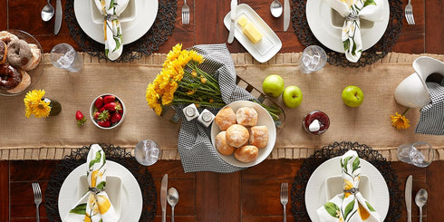 DII Jute Burlap Collection Table Runner, 14x108 with Ruffle Trim for Kitchen Tabletop