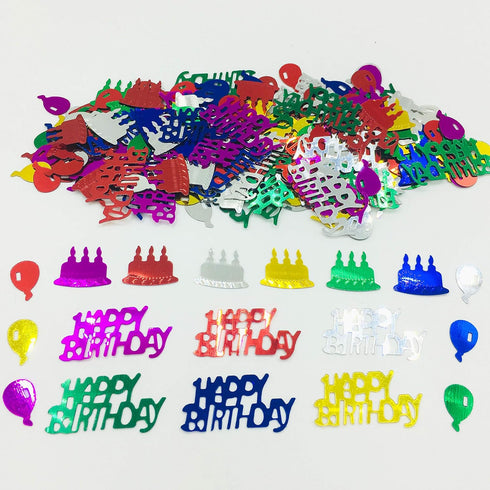 Happy Birthday Confetti Sprinkles, Table Scatters for Birthday Party Decoration, Metallic Foil Confetti, 1.5 Ounce