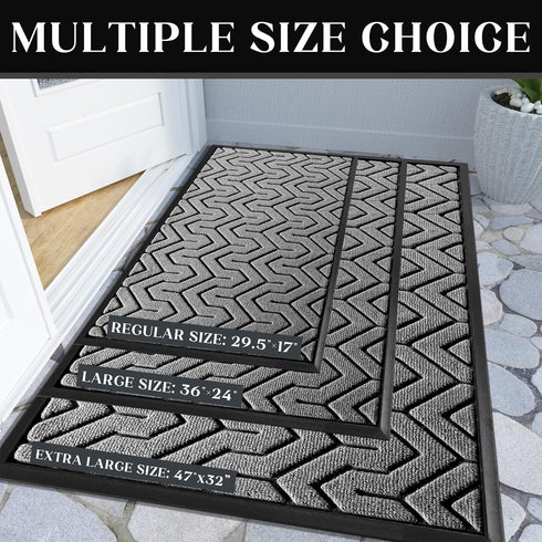Yimobra Sturdy Door Mat, All-Season Non-Slip Outdoor Indoor Mat, Easy to Clean, 29.5 x 17 Inch, Grey