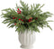Watayo 60 Pcs Christmas Norfolk Pine Branches with Red Berry Stems, 14" Artificial