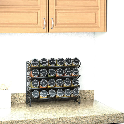 24 386 Set Countertop, -24 11.8" 10.8" SpaceAid Spice Rack Organizer with Spice Jars, Spice Labels, Chalk Marker