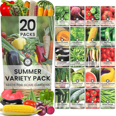 Summer Garden Seeds | 20 Individual Packs | 2026 Season | Non-GMO