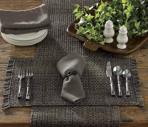 Park Designs Black Expresso Tweed Farmhouse Table Runner, 36 Inch Rustic Dining Table Accessory
